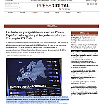 Las fusiones y adquisiciones caen un 15% en Espa�a hasta agosto y el importe se reduce un 11%, seg�n TTR Data